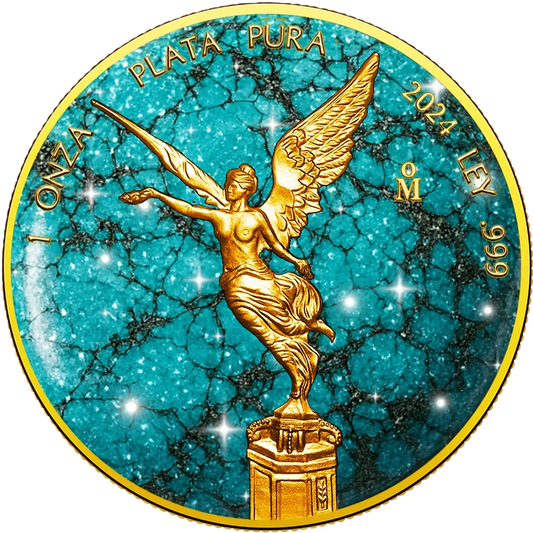 2024 Mexico Libertad Precious Gemstones Turquoise Edition 1oz Silver Coin