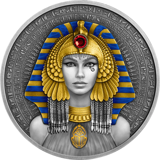 2025 Niue Cleopatra 2oz Silver Antiqued Gold-Plated Coloured Coin