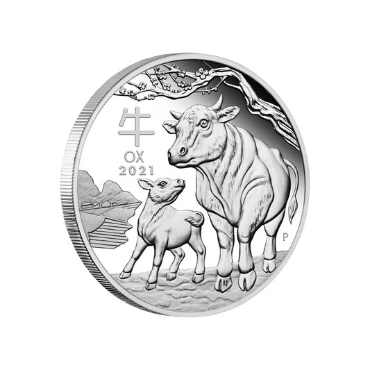 2021 Perth Mint Lunar Ox 1/2oz Silver Proof Coin