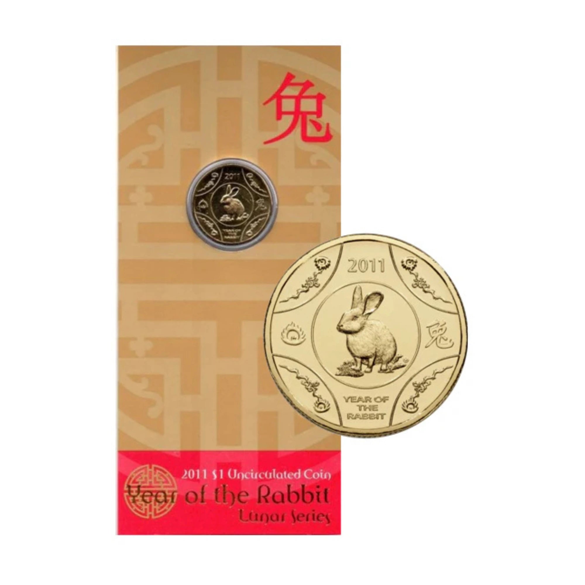2011 RAM Lunar Rabbit $1 Unc Coin On Card