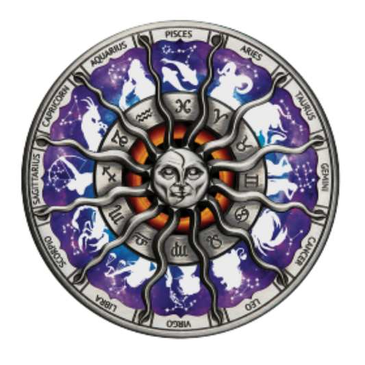 2023 Perth Mint Signs of the Zodiac 5oz Silver Antiqued Coloured Coin