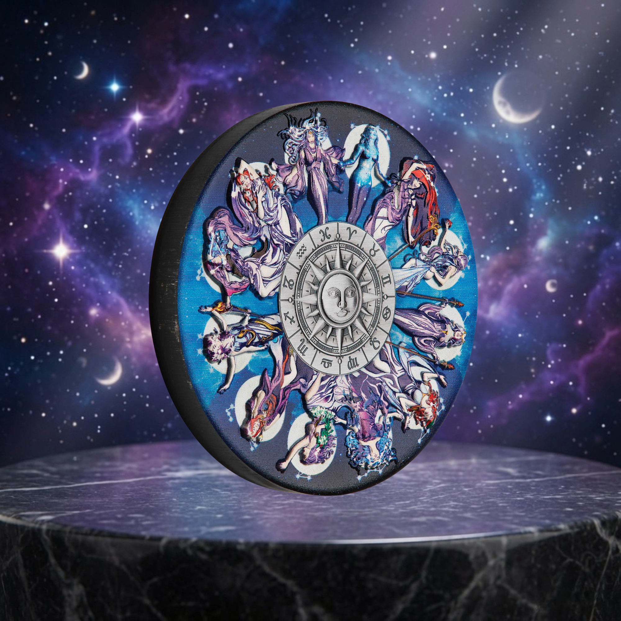 2025 Perth Mint Zodiac Signs and Goddesses 5oz Silver Antiqued Coloured Coin - Cert #20