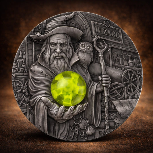 2023 Cameroon Wizard 2oz Silver Antiqued High Relief Coin