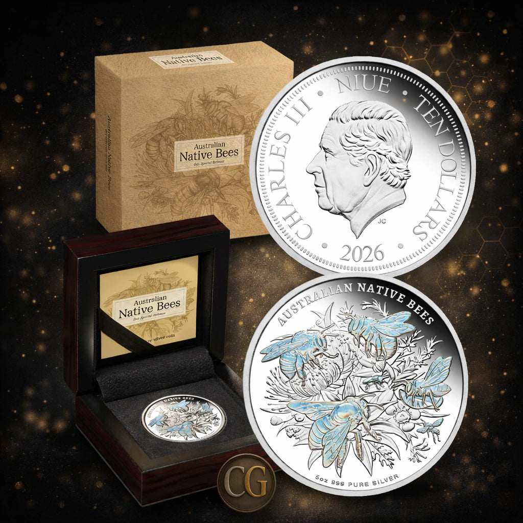 2026 Niue Australian Native Bees 1oz & 5oz Silver Proof Hologram 3-Coin Collection Pre order