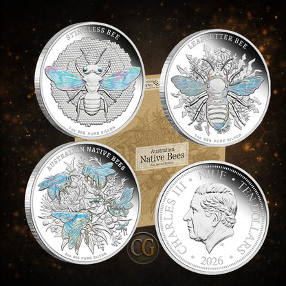 2026 Niue Australian Native Bees 1oz & 5oz Silver Proof Hologram 3-Coin Collection Pre order