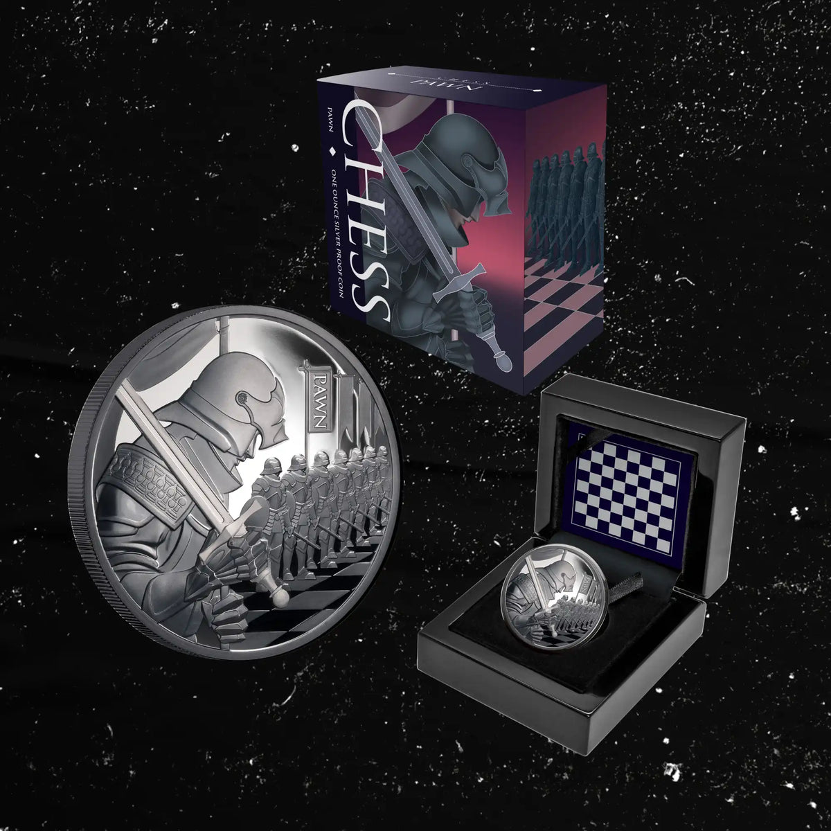 2026 Niue Chess Pawn 1oz Silver Black Proof Coin