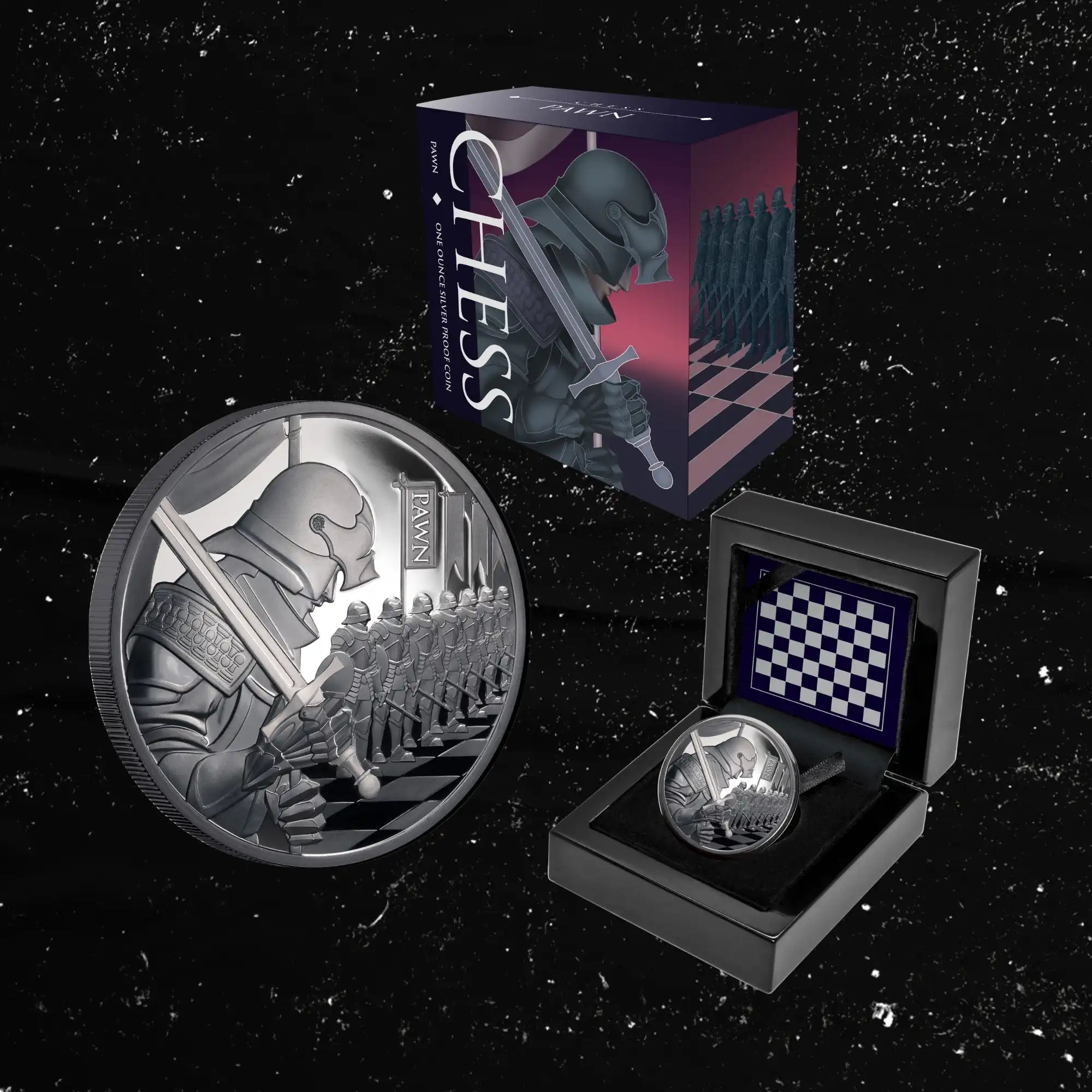 2026 Niue Chess Pawn 1oz Silver Black Proof Coin