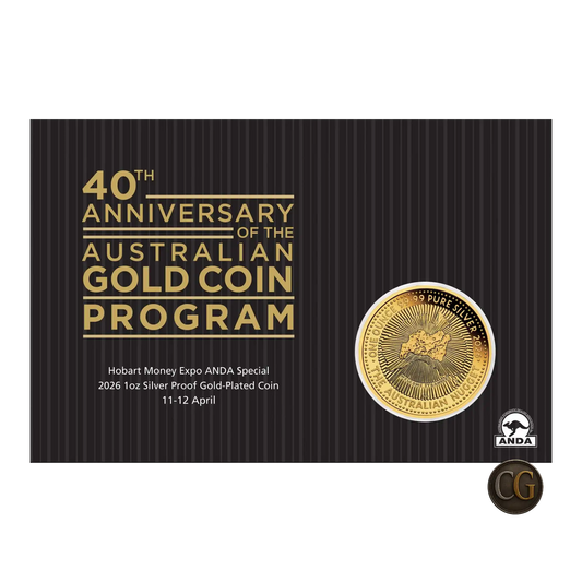 2026 Perth mint Australian Nugget 40th Anniversary ANDA 1oz Silver Gilded Coin