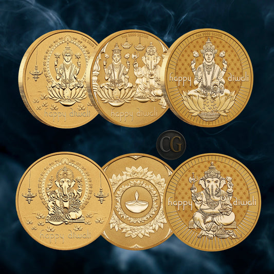 2022-24 Perth Mint Happy Diwali 1oz Silver Gilded 3 Coin Collection