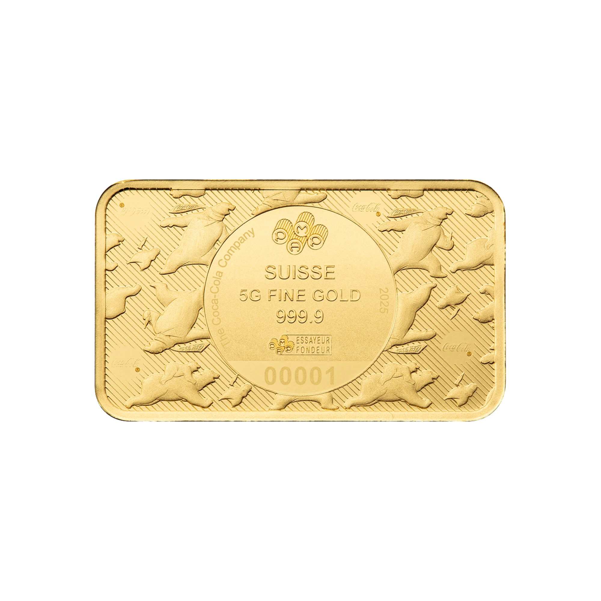 Pamp Coca-Cola Holiday Polar Bears 5g Gold Minted Bar