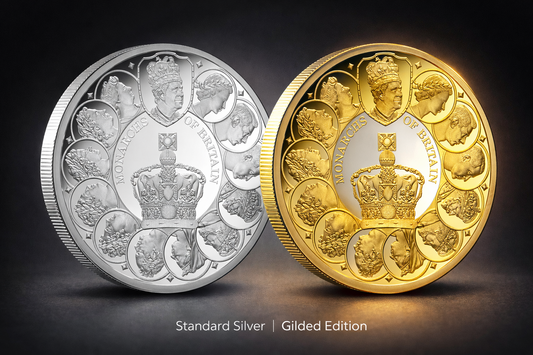 2025 Niue Monarchs of Britain 1oz Silver Proof & 24K Gilded 2-Coin Collection