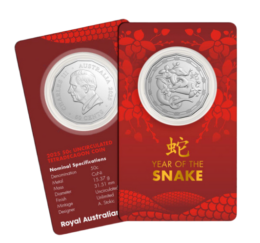 2025 RAM 50c Tetradecagon Lunar Year Of The Snake Unc Coin