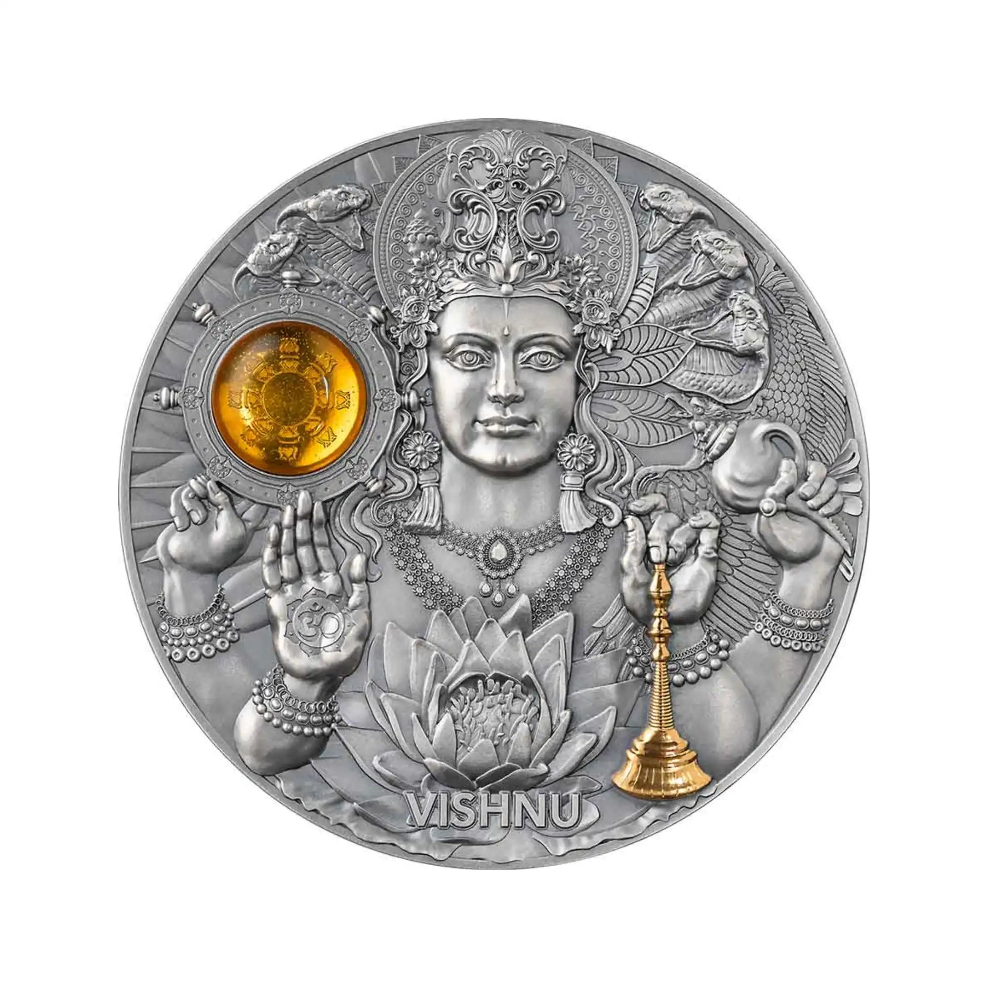 2023 Niue Divine Faces of the Sun Vishnu 3oz Silver Antiqued Coin