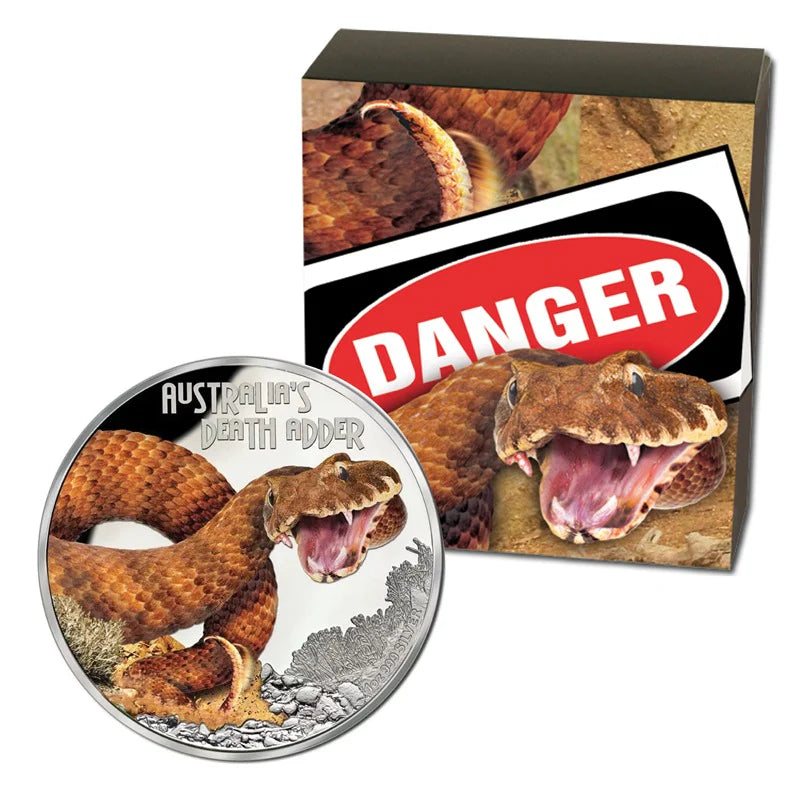 2016 Tuvalu Deadly & Dangerous Death Adder 1oz Silver Proof Coin