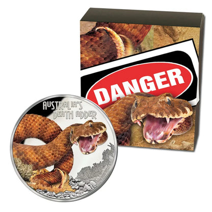 2016 Tuvalu Deadly & Dangerous Death Adder 1oz Silver Proof Coin