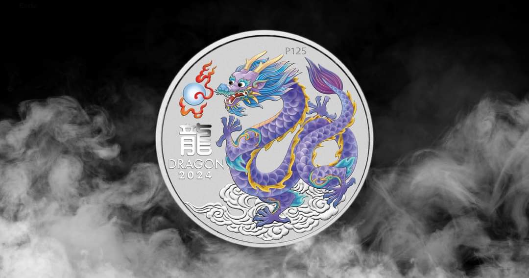 2024 Perth Mint Lunar Dragon 1oz Silver Lilac Coloured Coin in Card
