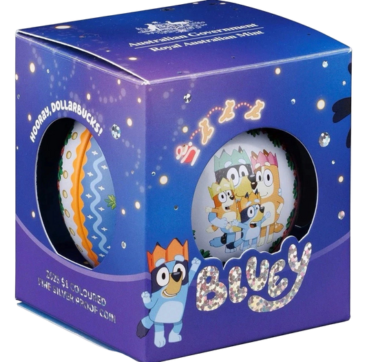 2025 RAM Bluey Christmas Coloured Fine Silver Proof Coin