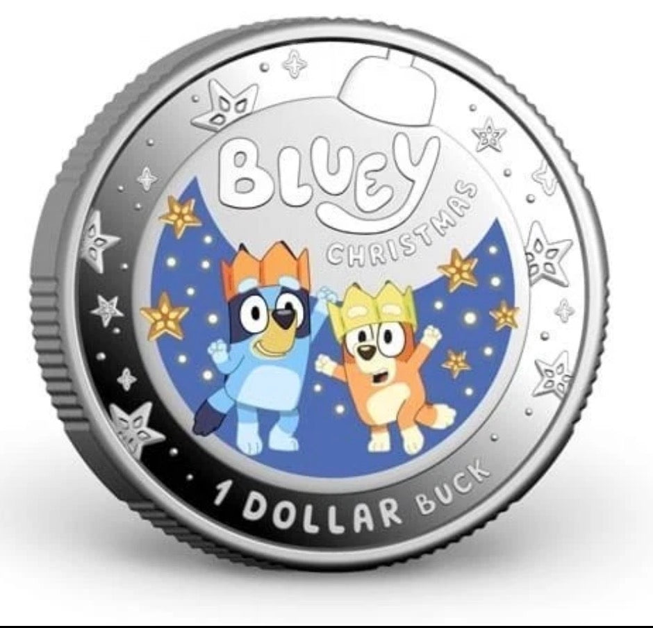 2025 RAM Bluey Christmas Coloured Fine Silver Proof Coin