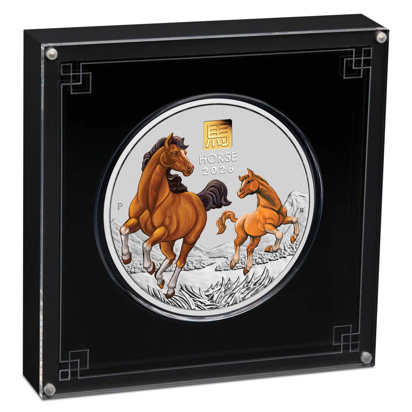 2026 Perth Mint Lunar Horse 1 Kilo Silver Coloured Coin with Gold Privy Mark