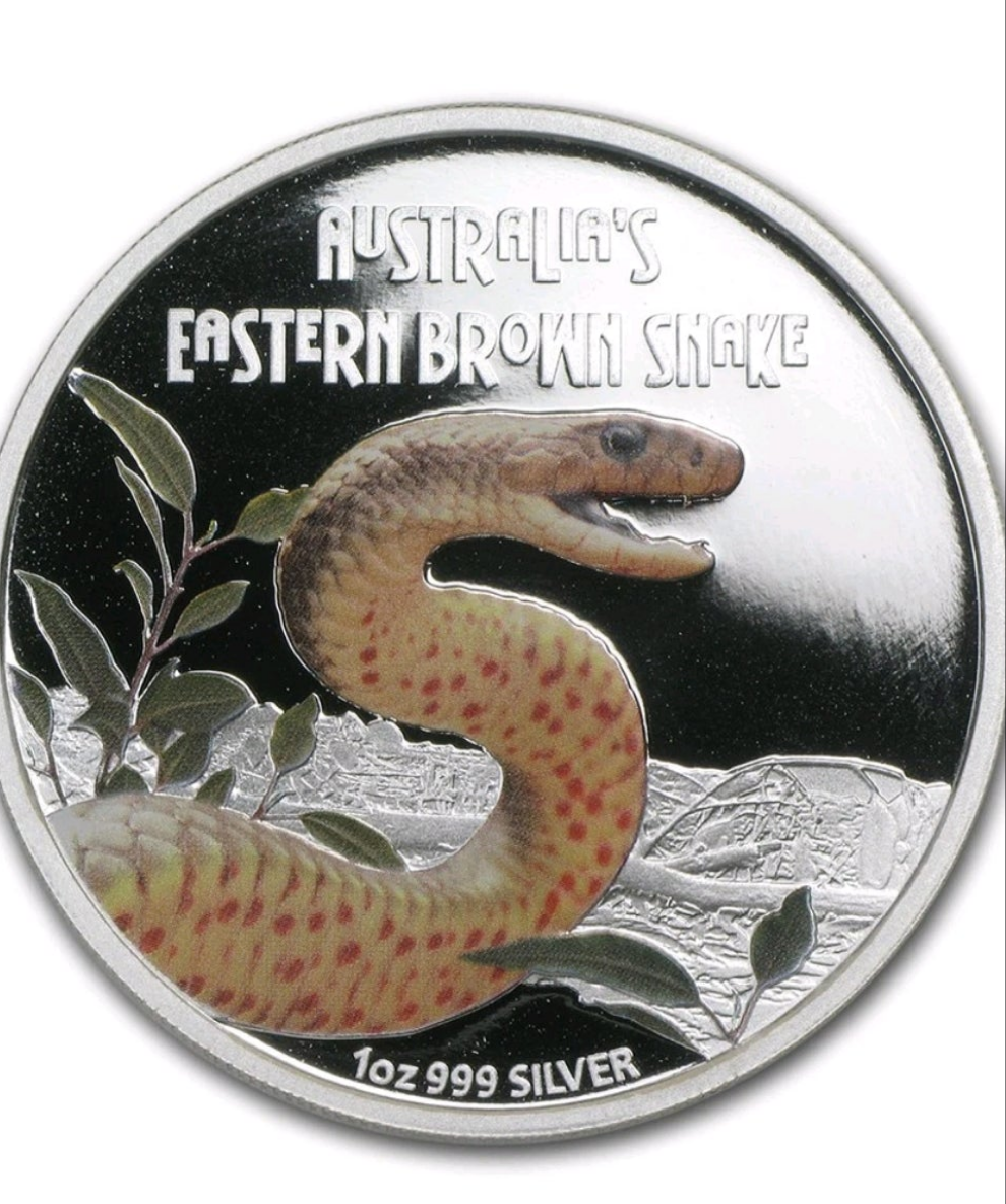 2010 Perth Mint Deadly & Dangerous Eastern Brown Snake 1oz Proof Silver Coin