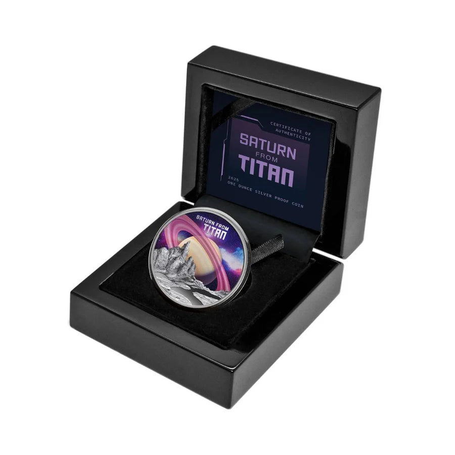 2025 Niue Saturn From Titan 1oz Silver Coloured Proof Coin