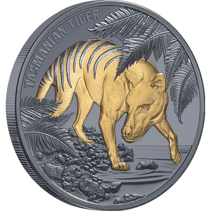2026 Niue Tasmanian Tiger Gold-Plated 1oz Silver Black Proof Coin