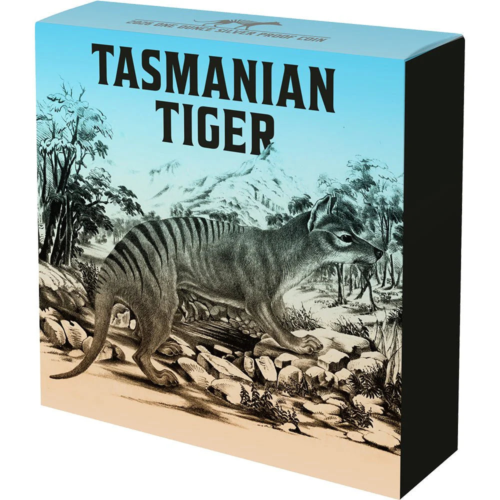 2026 Niue Tasmanian Tiger Gold-Plated 1oz Silver Black Proof Coin