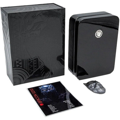 2021 Fiji Marvel Black Panther Mask 2oz Antiqued Silver Black Proof Coin