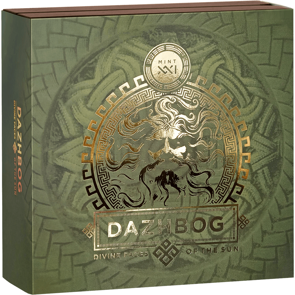 2024 Niue Dazhbog – Divine Faces of the Sun 3oz Gilded Antique Silver Coin