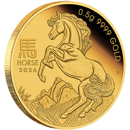 2026 Perth Mint Lunar Horse 0.5g Proof Gold Coin