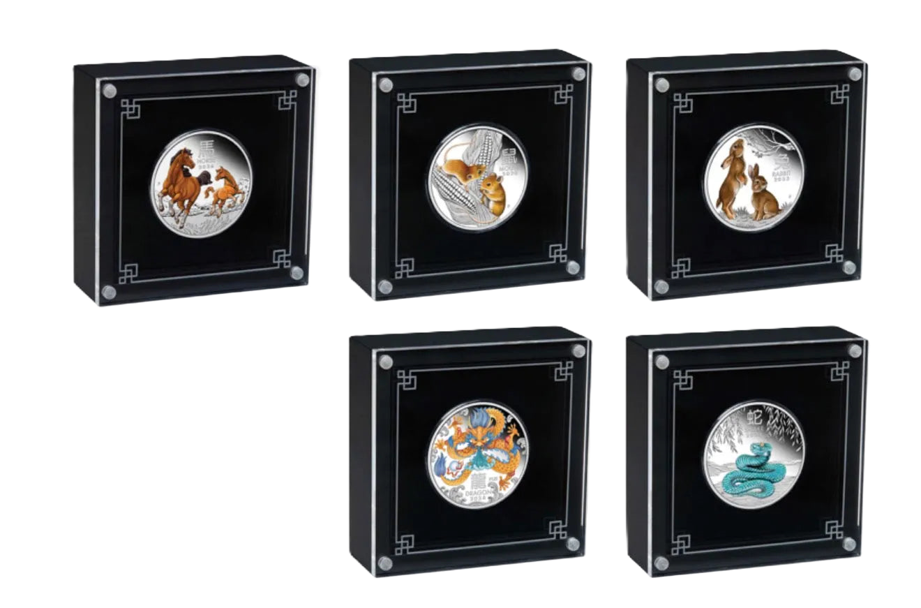 2020–2026 Perth Mint Lunar Series Coloured 1/2oz Silver Five-Coin Collection