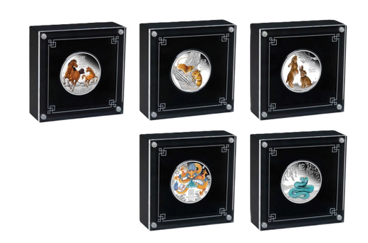 2020–2026 Perth Mint Lunar Series Coloured 1/2oz Silver Five-Coin Collection