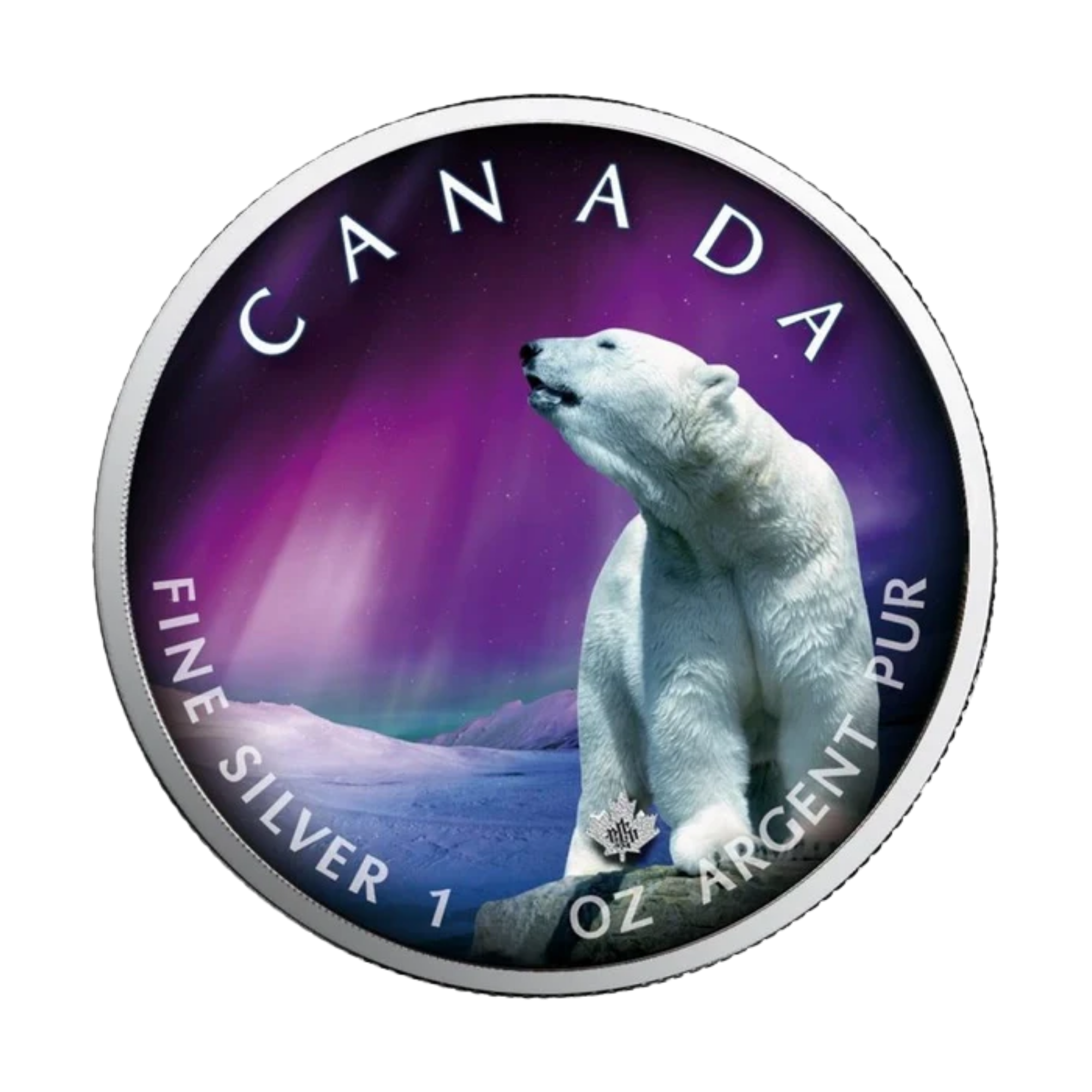 2020  Churchill Town – Polar Lights Series 1oz Silver Maple Leaf Coin