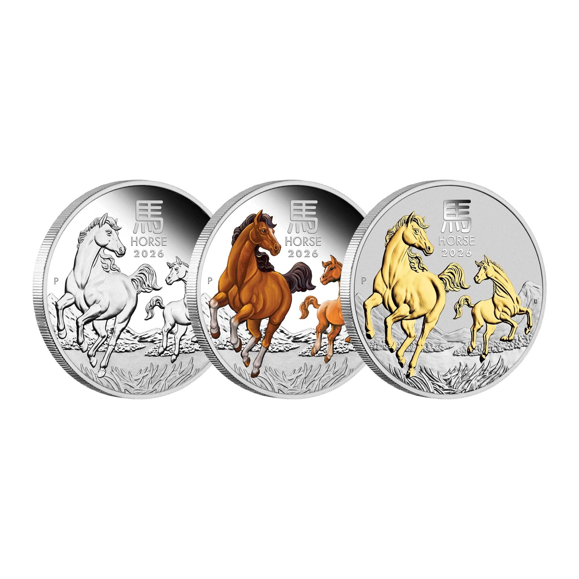 2026 Perth Mint Lunar Horse 1oz Silver Trio Set