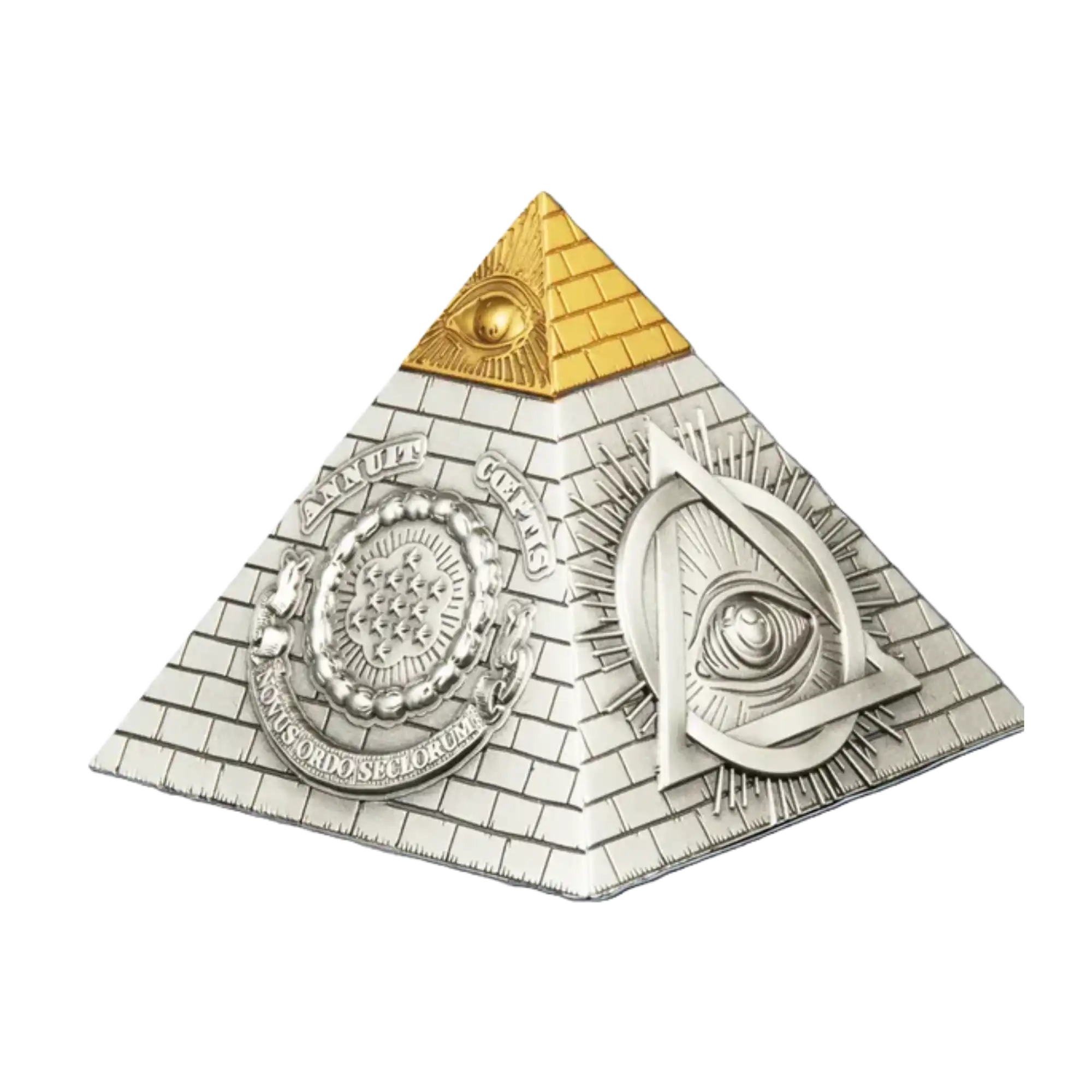 2023 Barbados Eye of Providence Pyramid 5oz Antiqued Silver Coin