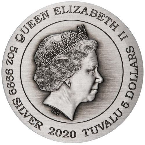 2020 PerthMint Zodiac 5oz Silver Antiqued Coloured Coin (with Original Box and Certificate) - No Outer Cover