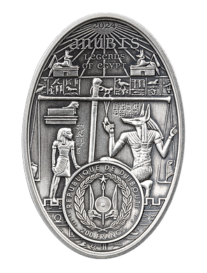 2024 Djibouti Anubis Lord of the Sacred Land Bust Series 3oz Silver Antique coin