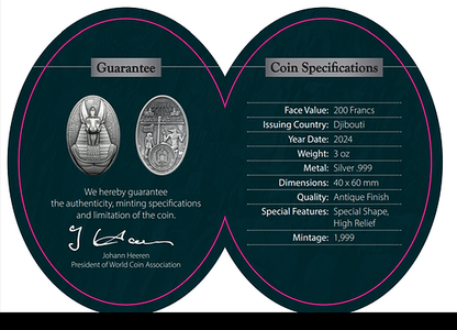 2024 Djibouti Anubis Lord of the Sacred Land Bust Series 3oz Silver Antique coin