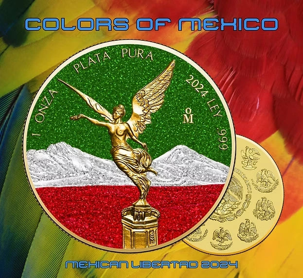 2024 Libertad Colors of Mexico Diamond Dust 1oz Silver Coin