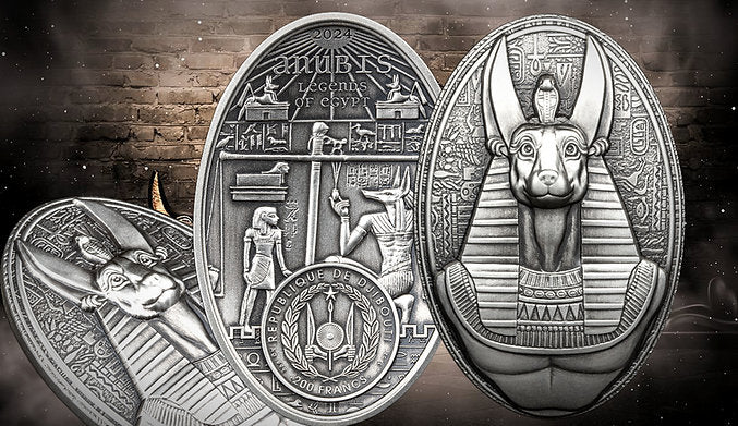 2024 Djibouti Anubis Lord of the Sacred Land Bust Series 3oz Silver Antique coin