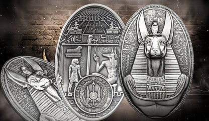 2024 Djibouti Anubis Lord of the Sacred Land Bust Series 3oz Silver Antique coin