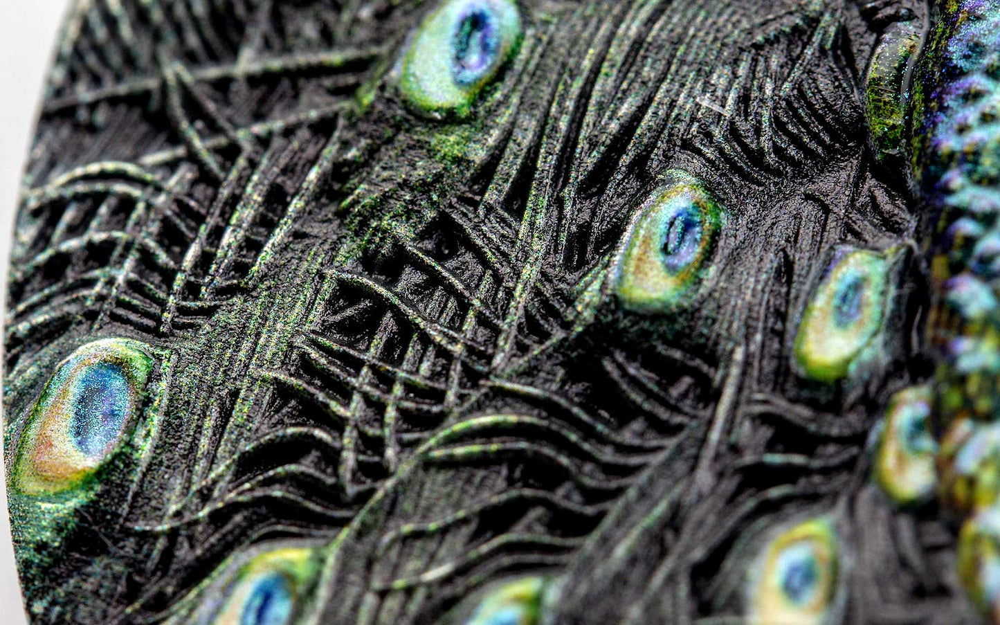 2022 Niue Peacock 3oz Silver Antique Finish Coin with Crystal Insert