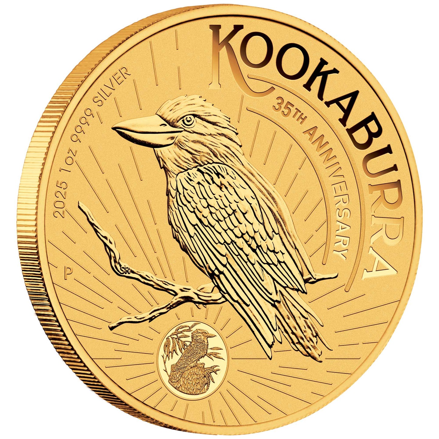2025 Perth Mint Kookaburra 35th Anniversary 1oz Silver Gold-Plated Coin on Card