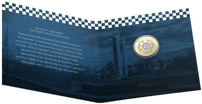 2019 Royal Australian Mint Police Remembrance Coloured C MintMark Coin in card