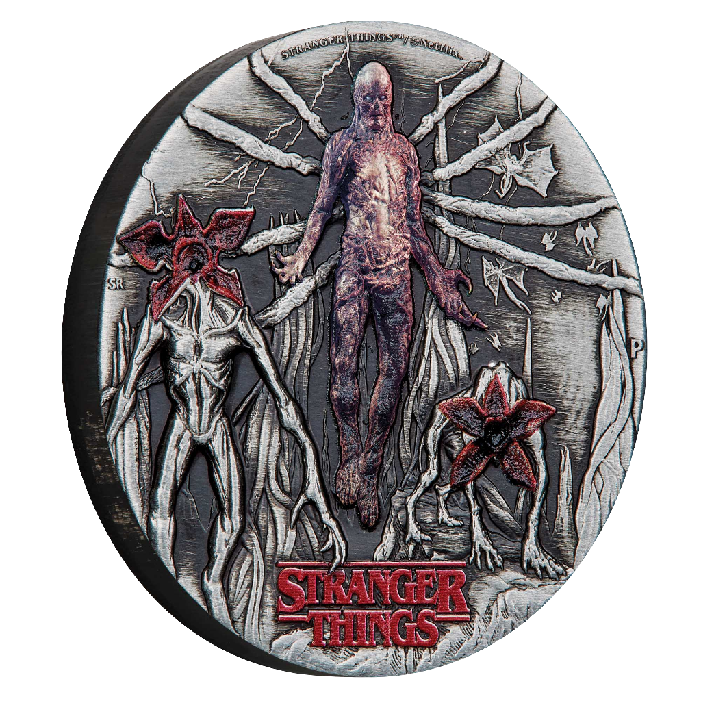 2026 Stranger Things Villains 2oz Silver Antiqued Coloured Coin Pre order