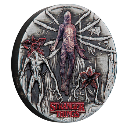 2026 Stranger Things Villains 2oz Silver Antiqued Coloured Coin Pre order