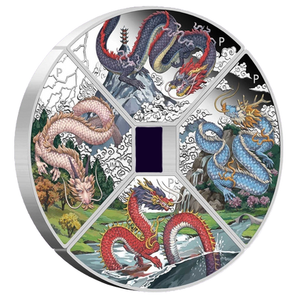 2024 Perth Mint Lunar Dragon Quadrant 1oz Silver Proof Coloured 4 coin set