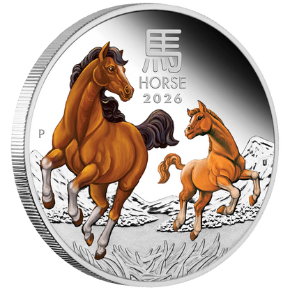 2026 Perth Min Lunar Horse 1oz Silver Proof Coloured Coin