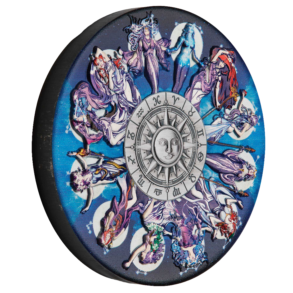 2025 Perth Mint Zodiac Signs and Goddesses 5oz Silver Antiqued Coloured Coin