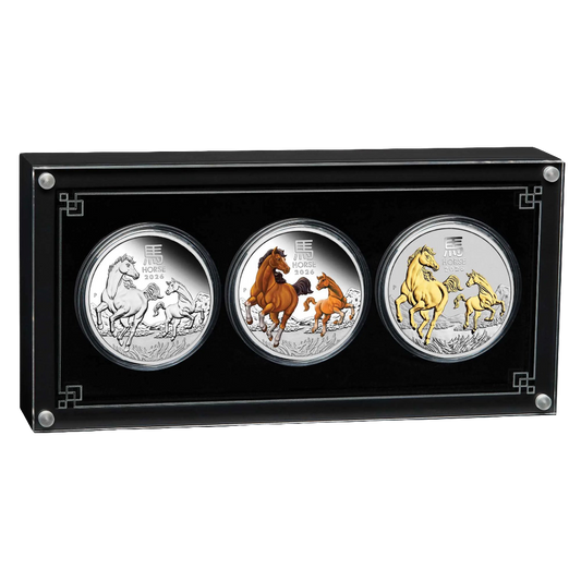 2026 Perth Mint Lunar Year of the Horse – 1oz Silver Trio Set